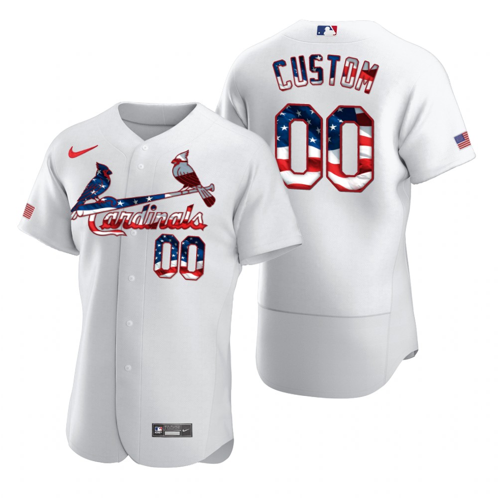 St. Louis Cardinals Custom Men Nike White Fluttering USA Flag Limited Edition Authentic MLB Jersey->customized soccer jersey->Custom Jersey